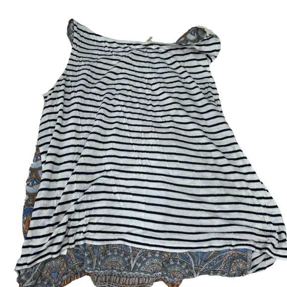 anthropologie TINY blue trompe l'oiel sleeveless multi tassel print… - Picture 4 of 5